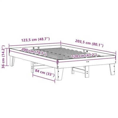 Bedframe zonder matras massief grenenhout wasbruin 120x200 cm