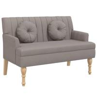 Bankje met kussens 113x64,5x75,5 cm stof taupe - thumbnail