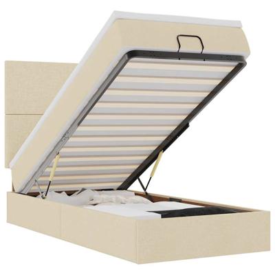 Ottoman bed met matras 90x190cm stof crèmekleurig