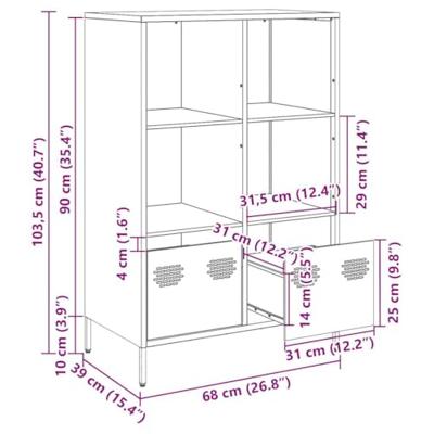 Hoge kast 68x39x103,5 cm staal mosterdgeel Hoge kast 68x39x103,5 cm staal mosterdgeel