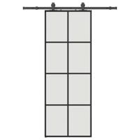 Schuifdeur met beslagset 76x205 cm ESG glas zwart - thumbnail