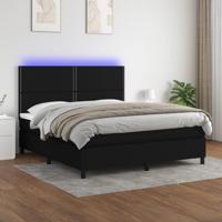 Boxspring met matras en LED stof zwart 180x200 cm - thumbnail