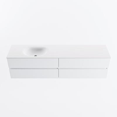 MONDIAZ VICA 190cm badmeubel onderkast Talc 4 lades. Wastafel MOON links zonder kraangat, kleur Talc.