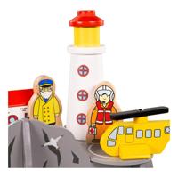 Bigjigs houten rails vuurtoren 4-wegs tunnel - thumbnail