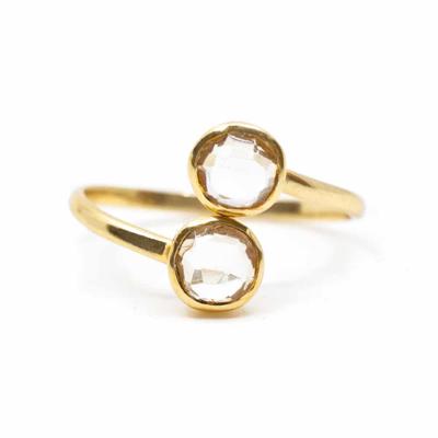 Geboortesteen Ring Bergkristal April - 925 Zilver Verguld -