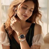 Stalen slim fit band - Sterrenlicht / Starlight - Geschikt voor Apple watch 38mm / 40mm / 41mm / 42mm - thumbnail