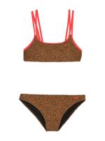 Protest crop bikini Dove met all over print lichtbruin - thumbnail