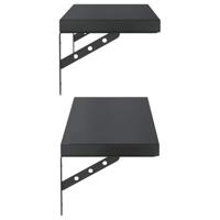 Wandschappen 2 st 75x23,5 cm roestvrijstaal zwart - thumbnail