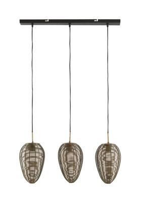 Light & Living Hanglamp 'Yaelle' 3-Lamps, kleur Antiek Brons/Mat Zwart
