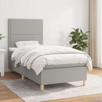 Boxspring met matras stof lichtgrijs 90x190 cm - thumbnail