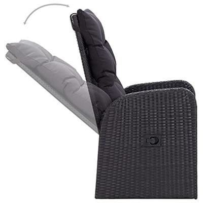 3-delige Tuinset met kussens zwart