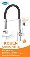 ROUSSEAU Keukenmengkraan Køben - Met handdouche - Chroom grijs en zwart - thumbnail