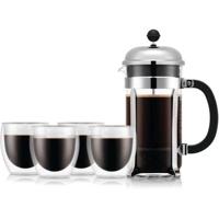French press koffiezetapparaat - BODUM - CHAMBORD SET - 8 kopjes 1,0 l + 4 dubbelwandige PAVINA glazen 25 cl - thumbnail