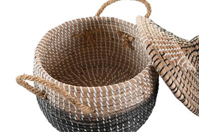 Mandenset DKD Home Decor Grijs Natuurlijk Tweekleurig Zeegras Boho 41 x 41 x 33 cm (2 Stuks) Mandenset DKD Home Decor Grijs Natuurlijk Tweekleurig Zeegras Boho 41 x 41 x 33 cm (2 Stuks)