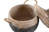 Mandenset DKD Home Decor Grijs Natuurlijk Tweekleurig Zeegras Boho 41 x 41 x 33 cm (2 Stuks) - thumbnail