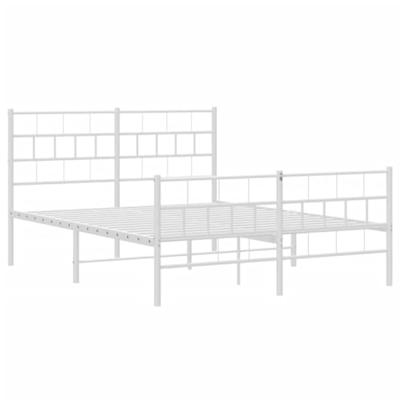 Bedframe met hoofd- en voeteneinde metaal wit 140x190 cm Bedframe met hoofd- en voeteneinde metaal wit 140x190 cm