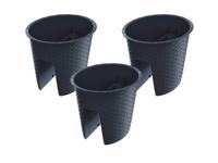 Prosperplast 3 railing bloempotten (Ovaal, Antraciet, 29,8 x 24,2 x 22,5 cm) - thumbnail