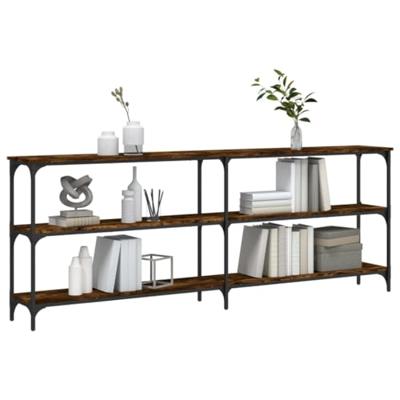 Wandtafel 200x29x75 cm bewerkt hout gerookt eikenkleurig Wandtafel 200x29x75 cm bewerkt hout gerookt eikenkleurig