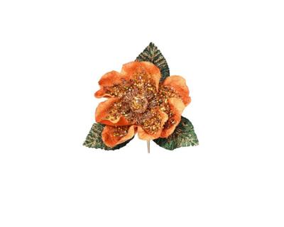 Bloem op clip 20 cm oranje Bloem op clip 20 cm oranje