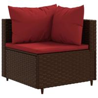 7-delige Loungeset met kussens poly rattan bruin - thumbnail