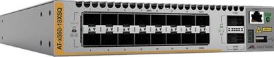 AT-x550-18XSQ-50 | 16-port 1G/10G SFP+, 2 QSFP, stackable, single fixed PSU
