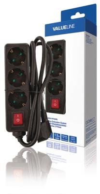 Valueline vles315f002bl stekkerdoos 3-wegs zwart