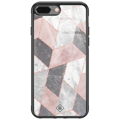 iPhone 8 Plus/7 Plus glazen hardcase - Stone grid