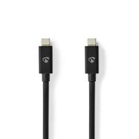 USB-Kabel | USB 4.0 Gen 3x2 | USB-C Male | USB-C Male | 240 W | 8K@60Hz | 40 Gbps | Vernikkeld | 1.00 m | Rond | PVC | Zwart - thumbnail