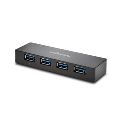 Kensington USB 3.0 4-Poorten Hub, Overdrachtsnelheden Tot 5 Gbps - 3Amps Om Smartphones En Tablets Snel Op Te Laden, Plug & Play-Installatie, Compatibel Met HP, Dell, Windows, Macbook, Thuiskantoor