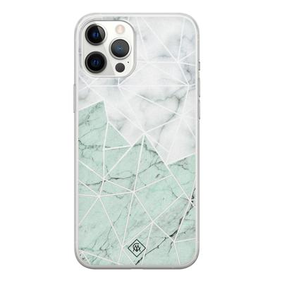iPhone 12 Pro Max siliconen telefoonhoesje - Marmer mint mix iPhone 12 Pro Max siliconen telefoonhoesje - Marmer mint mix