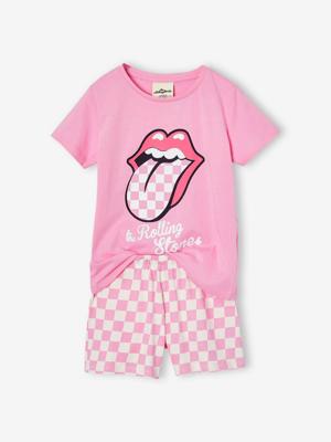 Kinder Sommer-Schlafanzug THE ROLLING STONES roze, geruit Kinder Sommer-Schlafanzug THE ROLLING STONES roze, geruit