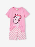 Kinder Sommer-Schlafanzug THE ROLLING STONES roze, geruit - thumbnail