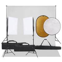 Fotostudioset met verlichtingsset, achtergrond en reflector - thumbnail
