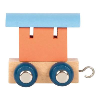 Small Foot - houten lettertrein polar - wagon zalmroze blauw - 12 stuks
