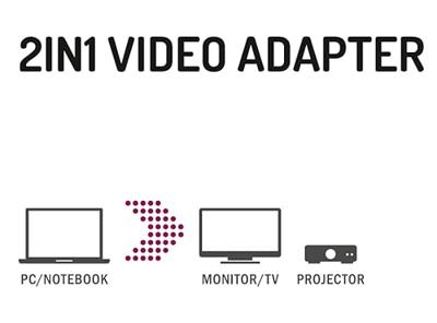 Hama Video-adapter 2in1 DisplayPort-stekker - VGA & HDMI™-aansluiting Ultra-HD 4K Hama Video-adapter 2in1 DisplayPort-stekker - VGA & HDMI™-aansluiting Ultra-HD 4K