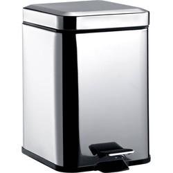 Emco System 2 afvalemmer 5 l. met deksel vierkant Chroom