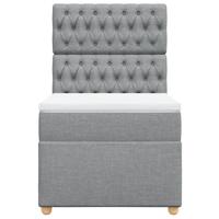 Boxspring met matras stof lichtgrijs 90x200 cm - thumbnail