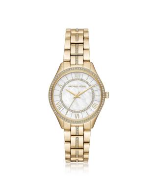 Michael Kors Dames Lauryn 33 mm goudkleurige stalen armband en kast quartz MOP wijzerplaat analoog horloge MK3899 Michael Kors Dames Lauryn 33 mm goudkleurige stalen armband en kast quartz MOP wijzerplaat analoog horloge MK3899