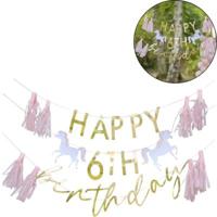 Ginger Ray slinger happy birthday met franje 4,5 m | 20 stuks - thumbnail