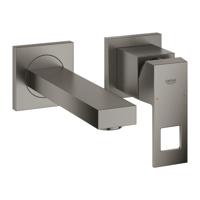 Wastafelmengkraan GROHE Eurocube 2-Gats Wand 172 Mm Hard Graphite Geborsteld - thumbnail