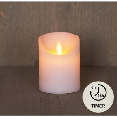 Anna&apos;s Collection LED kaars flame effect rustiek 7.5x10cm wit 1 stuks
