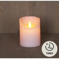 Anna&apos;s Collection LED kaars flame effect rustiek 7.5x10cm wit 1 stuks - thumbnail