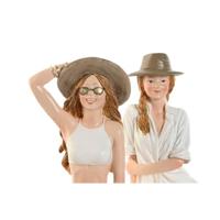 Decoratieve figuren Home ESPRIT Wit Beige Vrouw Mediterrane 9,5 x 7,5 x 13 cm (2 Stuks) - thumbnail
