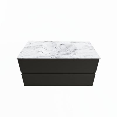 MONDIAZ VICA-DLUX 100cm badmeubel onderkast Urban 2 lades. Inbouw wastafel CLOUD midden zonder kraangat, kleur Glace.