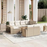 11-delige Tuinset met kussens poly rattan beige - thumbnail