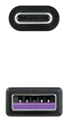 NANOCABLE 10.01.2101-L150 Kabel USB 2.0 3A, type USB-C/M-A/M, Zwart, 1,5 m