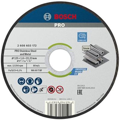Bosch Accessoires Doorslijpschijf recht Standard for Inox WA 60 T BF, 125 mm, 22,23 mm, 1,6 mm 1 stuks - 2608603172