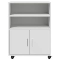 Rolkast 60x48x81 cm bewerkt hout wit - thumbnail