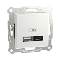 Schneider Electric EPH2770421D Wandcontactdoos met USB Asfora Wit (glanzend) 1 stuk(s) - thumbnail