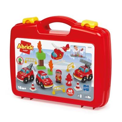 Abrick koffer met brandweerwagens - 40dlg.